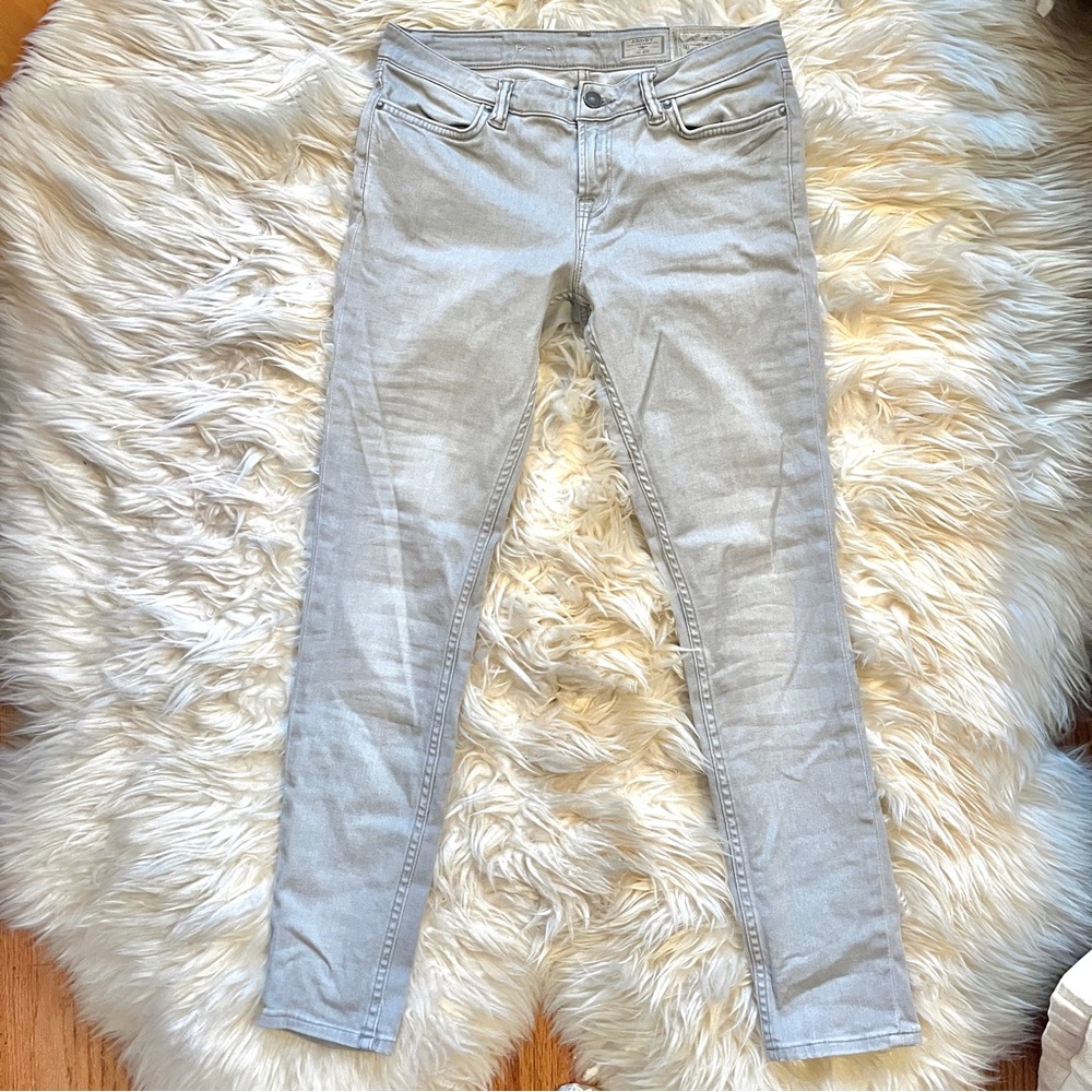 Allsaints Spitalfields Light Gray Skinny Jeans Low Rise